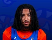 Boogie Fland buries 3-point shot against Colgate Raiders